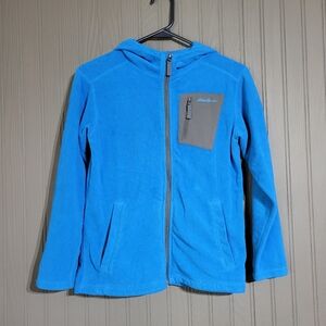 Eddie Bauer Full Zip Hooded Fleece Jacket Blue Youth Boys Medium (10)